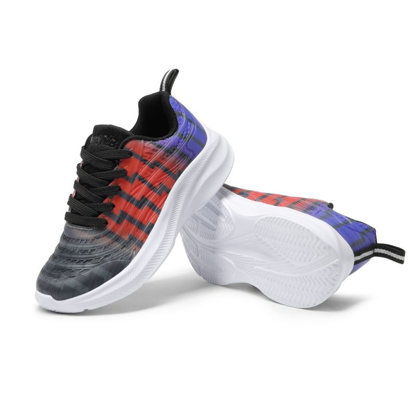 [Sparkle Glitter] Kids Lace-up Running Sneakers - BLACK ROYAL BLUE RED - 4